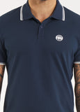 Men's Pique Stripes Regular Polo Shirt - Dark Blue