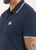 Men's Pique Stripes Regular Polo Shirt - Dark Blue
