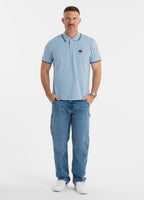 Men's Pique Stripes Regular Polo Shirt - Light Blue