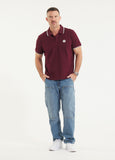 Men's Pique Stripes Regular Polo Shirt - Dark Burgundy