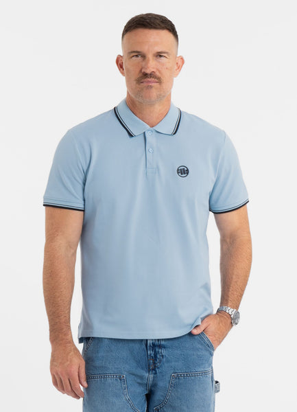 Men's Pique Stripes Regular Polo Shirt - Light Blue
