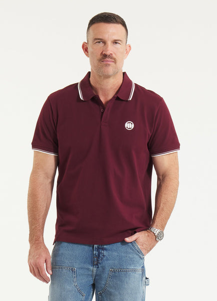 Men's Pique Stripes Regular Polo Shirt - Dark Burgundy