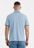 Men's Pique Stripes Regular Polo Shirt - Light Blue