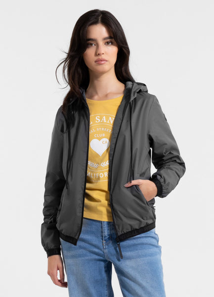 Women's transitional jacket with hood PRIMOSA - Graphite