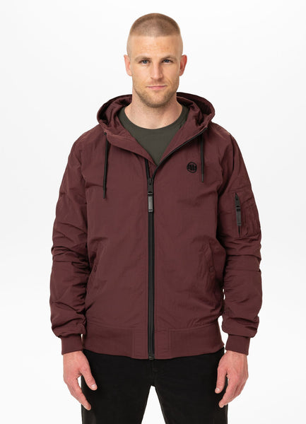 Men's transitional jacket with hood STEIN - Burgundy