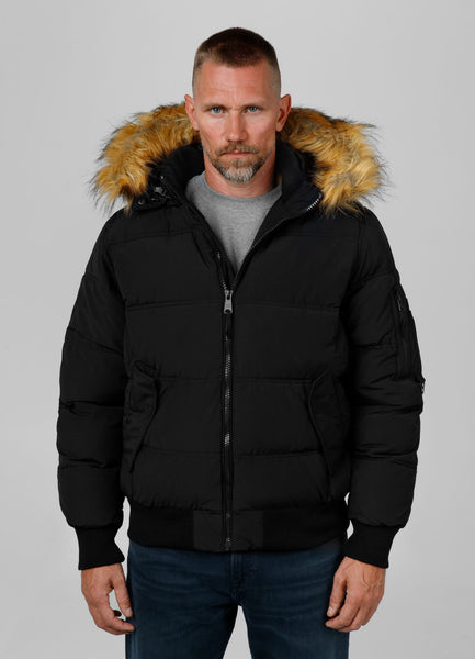 Men's winter jacket with hood Burnt