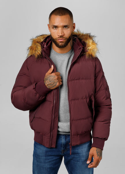 Men's winter jacket with hood Burnt