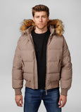 Men's winter jacket with hood Burnt