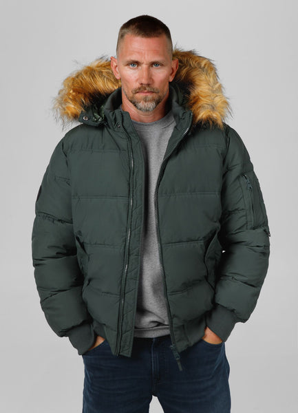 Men's winter jacket with hood Burnt