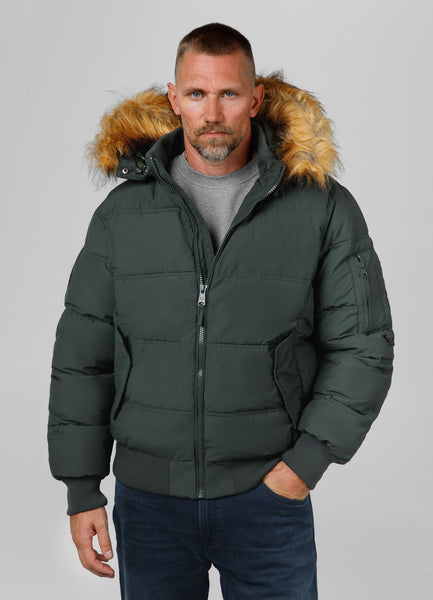 Men's winter jacket with hood Burnt