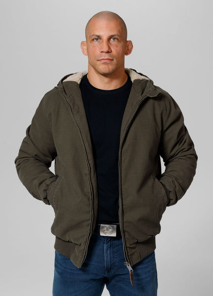 Men's winter jacket with hood Crimson