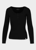 Damen Langarmshirt Rib - Schwarz