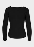 Damen Langarmshirt Rib - Schwarz