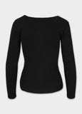 Damen Langarmshirt Rib - Schwarz