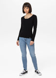 Damen Langarmshirt Rib - Schwarz