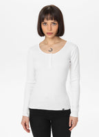 Damen Langarmshirt Rib - Weiß