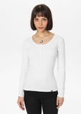 Damen Langarmshirt Rib - Weiß