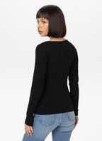Damen Langarmshirt Rib - Schwarz