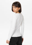 Damen Langarmshirt Rib - Weiß