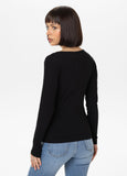 Damen Langarmshirt Rib - Schwarz