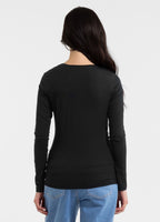 Damen Langarmshirt Slim Fit USA CAL - Schwarz