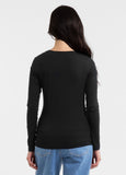 Damen Langarmshirt Slim Fit USA CAL - Schwarz