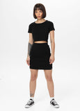 Damen Minirock Rib - Schwarz