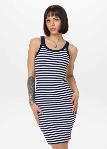 Rib LAYLA II sports dress - dark blue/white