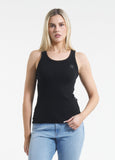 Damen Tanktop Rib LAYLA - Schwarz