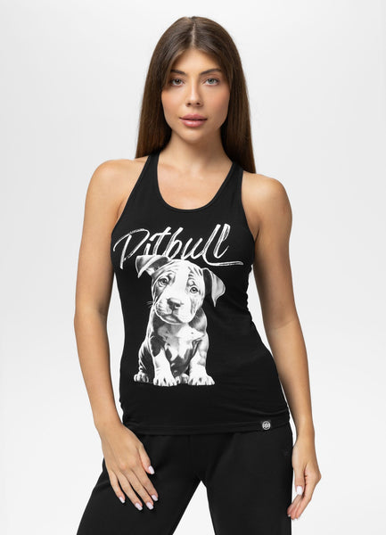 Damen Tanktop Slim Fit PUPPY - Schwarz